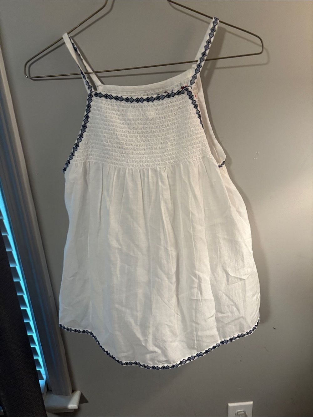 Pilcro White Halter Top with Navy Trim and Red Accents - Picture 3 of 3